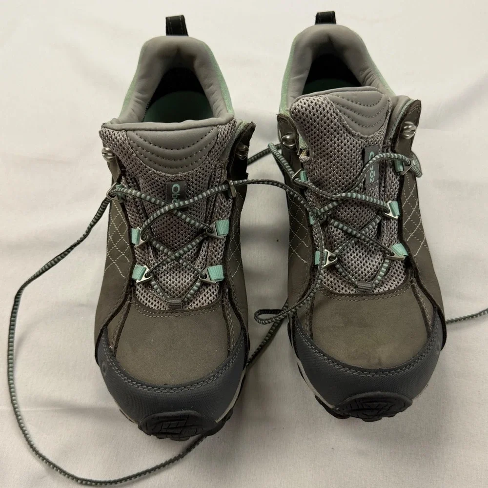 Oboz Bridger Low B-DRY Hiking Shoes Womens 7.5 Gray Mint Waterproof Trail Sneake